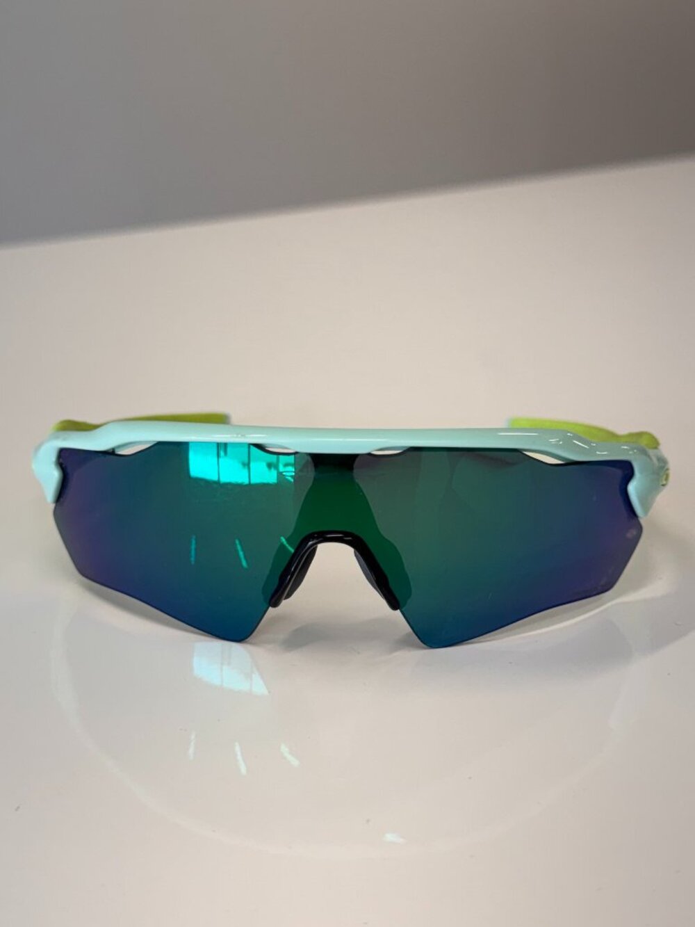 Oakley Youth Sport Sunglasses | Blue Mirrored Shield Lens | Turquoise/Lime